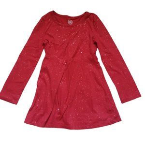 wonder nation XS/XCH (4-5) red with glitter long sleeve dress